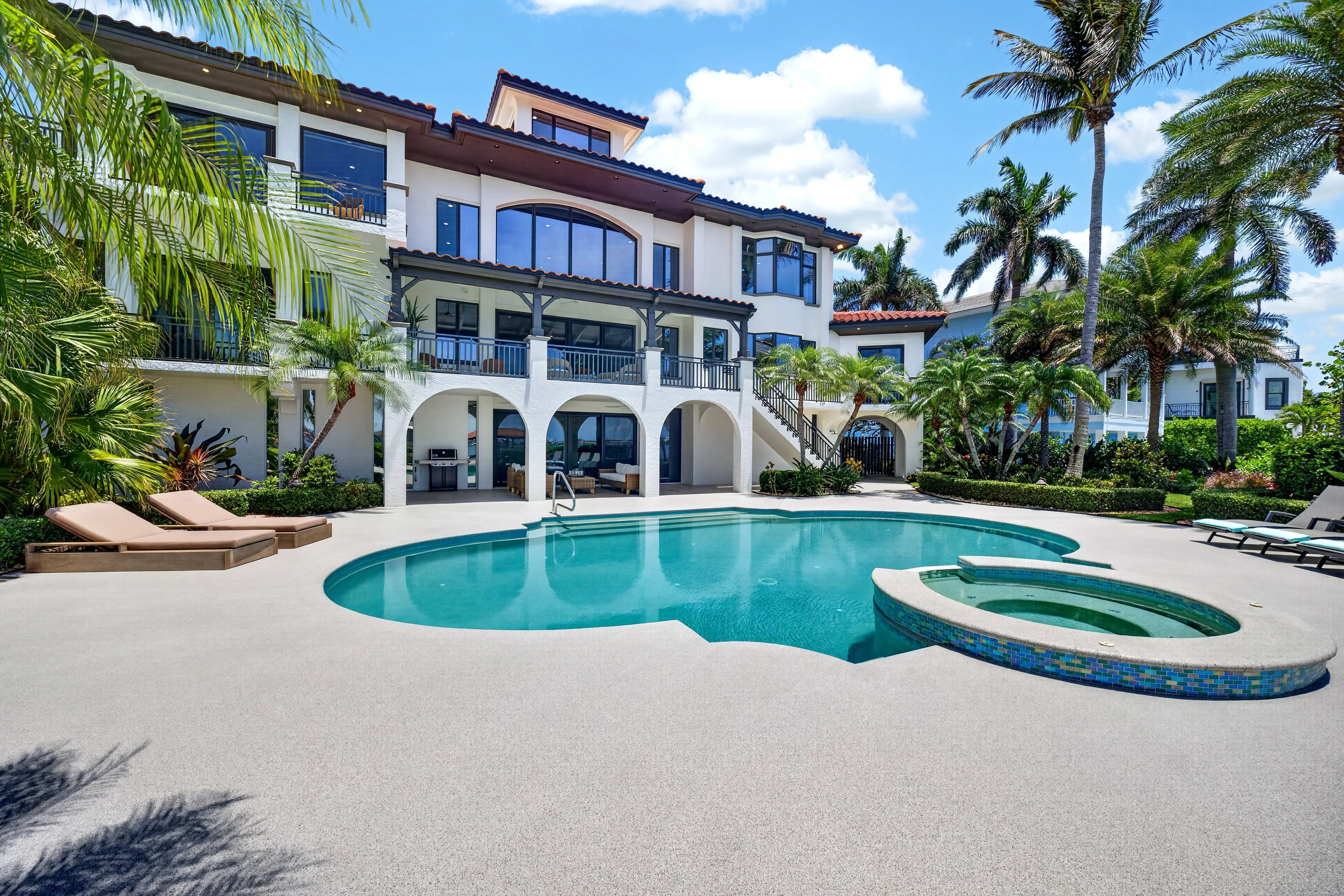 Heated pool and spa with the full estate behind
