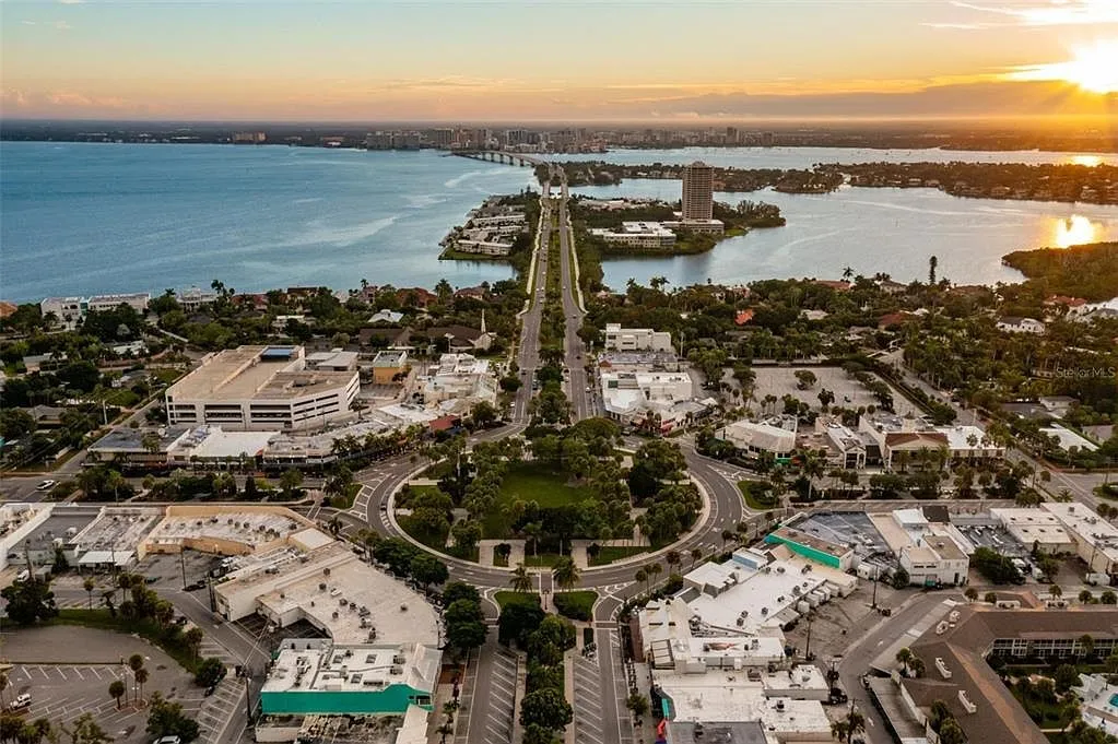 Aerial of downtown Sarasota and the Ringling Bridge